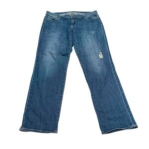 Kut from the Kloth Jeans Straight Leg Medium Wash Light Distressed Size 14